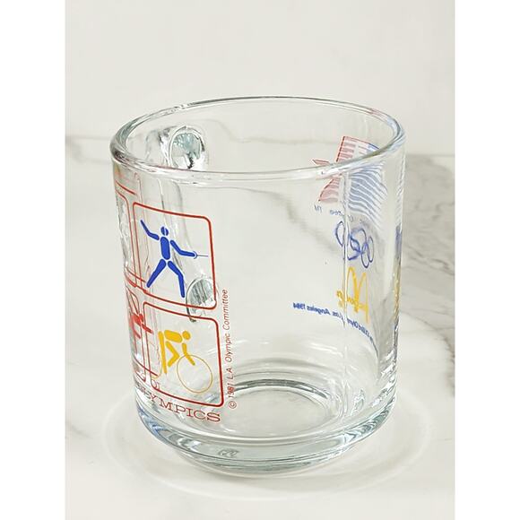 Los Angeles Olympic 1984 Glass Clear Mug Teacup 10oz McDonald's 3 1/2" Vintage - Picture 8 of 15